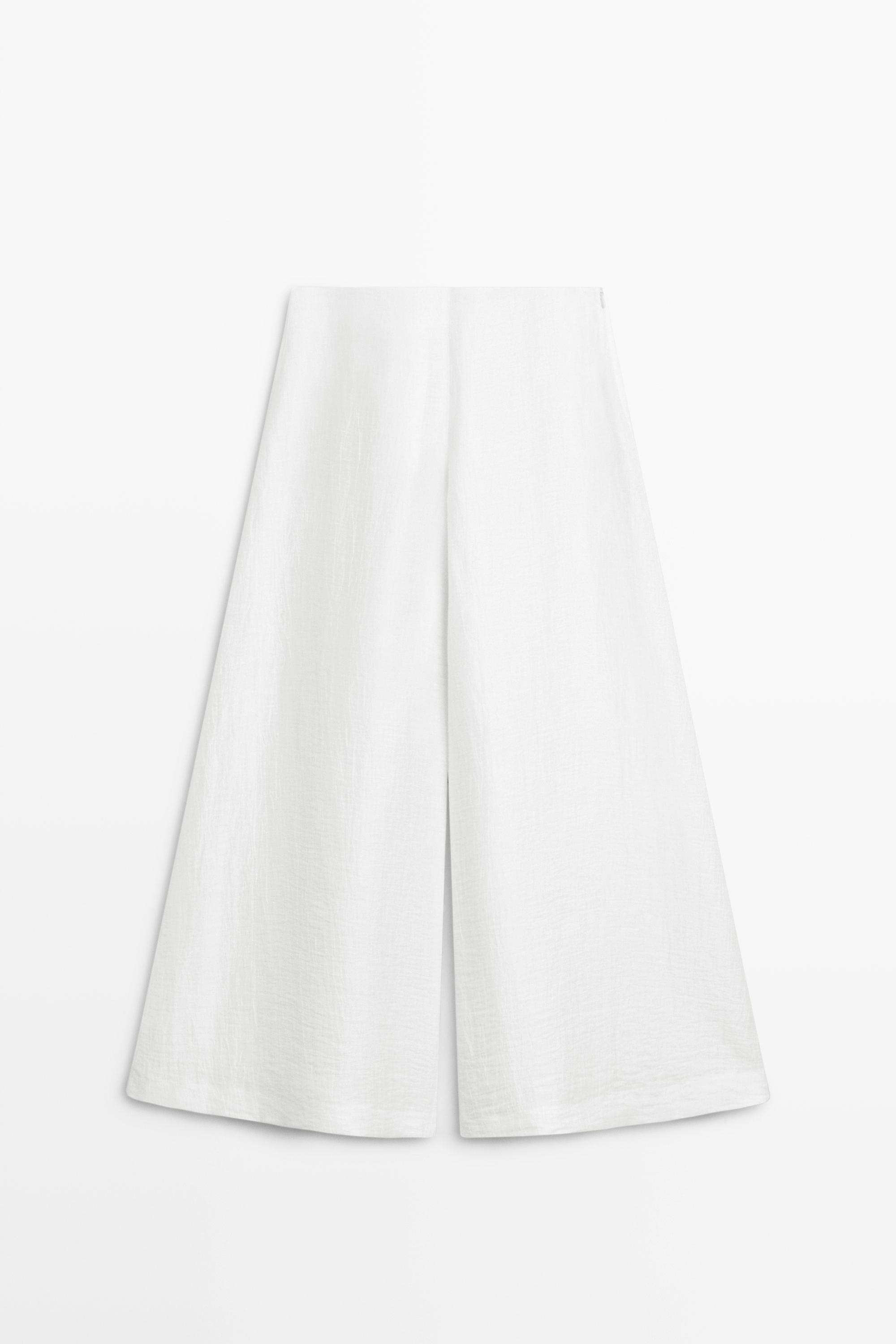 Pantalon palazzo en lin mélangé